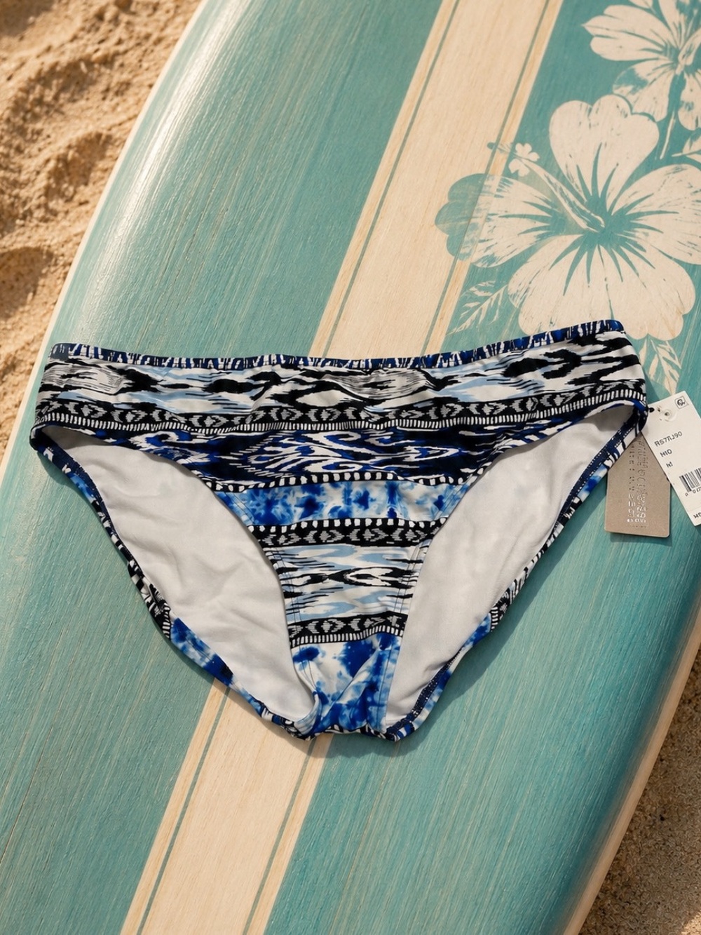 Kenneth Cole Reaction Blue and Black Printed Bikini Bottom